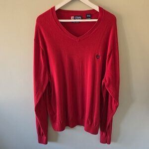 Chaps XL Old Money Ivy League Preppy Business Casual Pima Cotton V Neck Sweater
